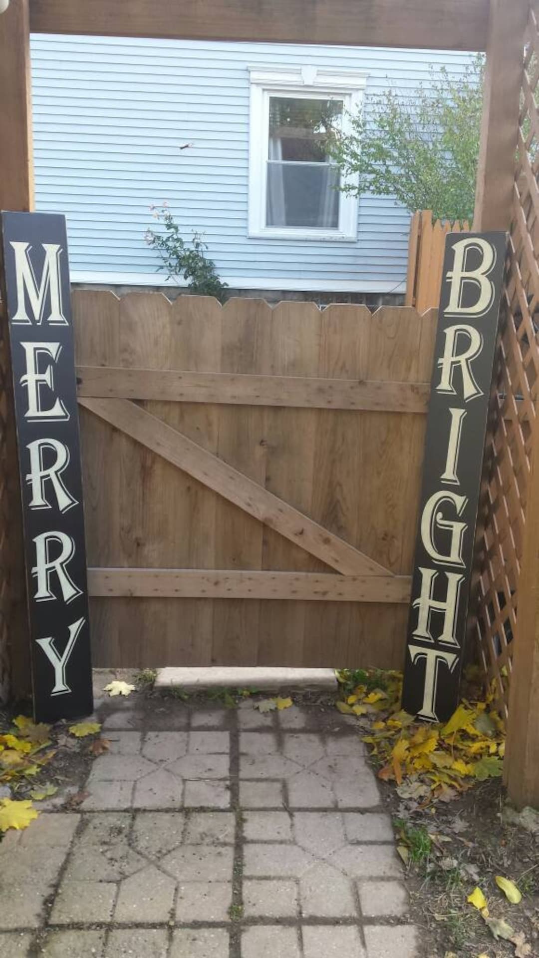 Merry & Bright Porch Signs 5 Ft Christmas Reversible Distressed Wood ...