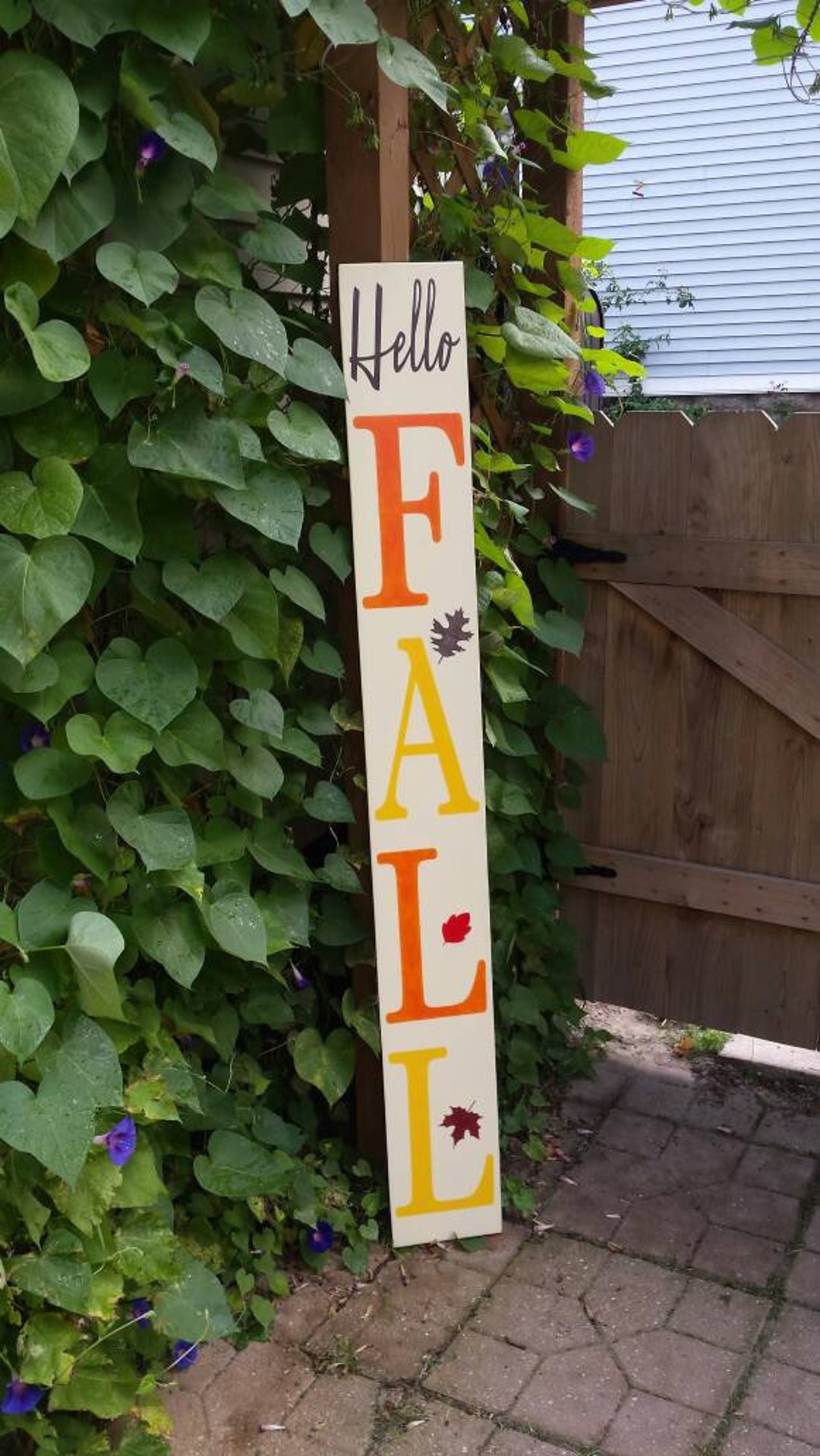 Hello Fall 5 Ft Porch Sign Reversible Vertical Distressed Wood - Etsy