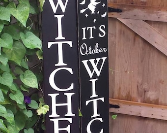 It&#39;s October Witches 5 Ft Porch Sign Halloween Sign Reversible Distressed Wood Sign Large Halloween Decor Primitive Fall Decor Spider Witch