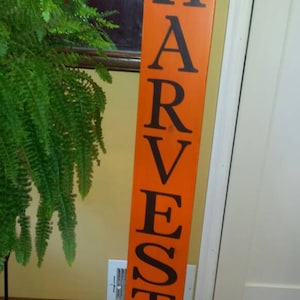 Harvest Porch Sign Fall Thanksgiving Decoration  Vertical Entryway Sign Distressed Wood Rustic Primitive Front Door Extra Large Autumn Sign