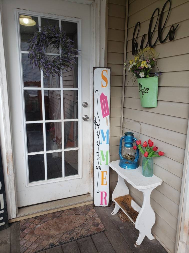Summertime Sign Summer Sign Sweet Summer Porch Sign Reversible Distressed Wood Sign ...