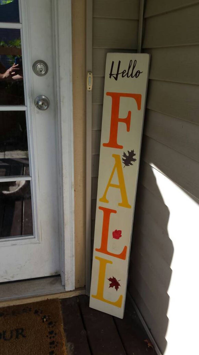 Hello Fall Sign Vertical Porch Sign Wood Sign Distressed Wood - Etsy