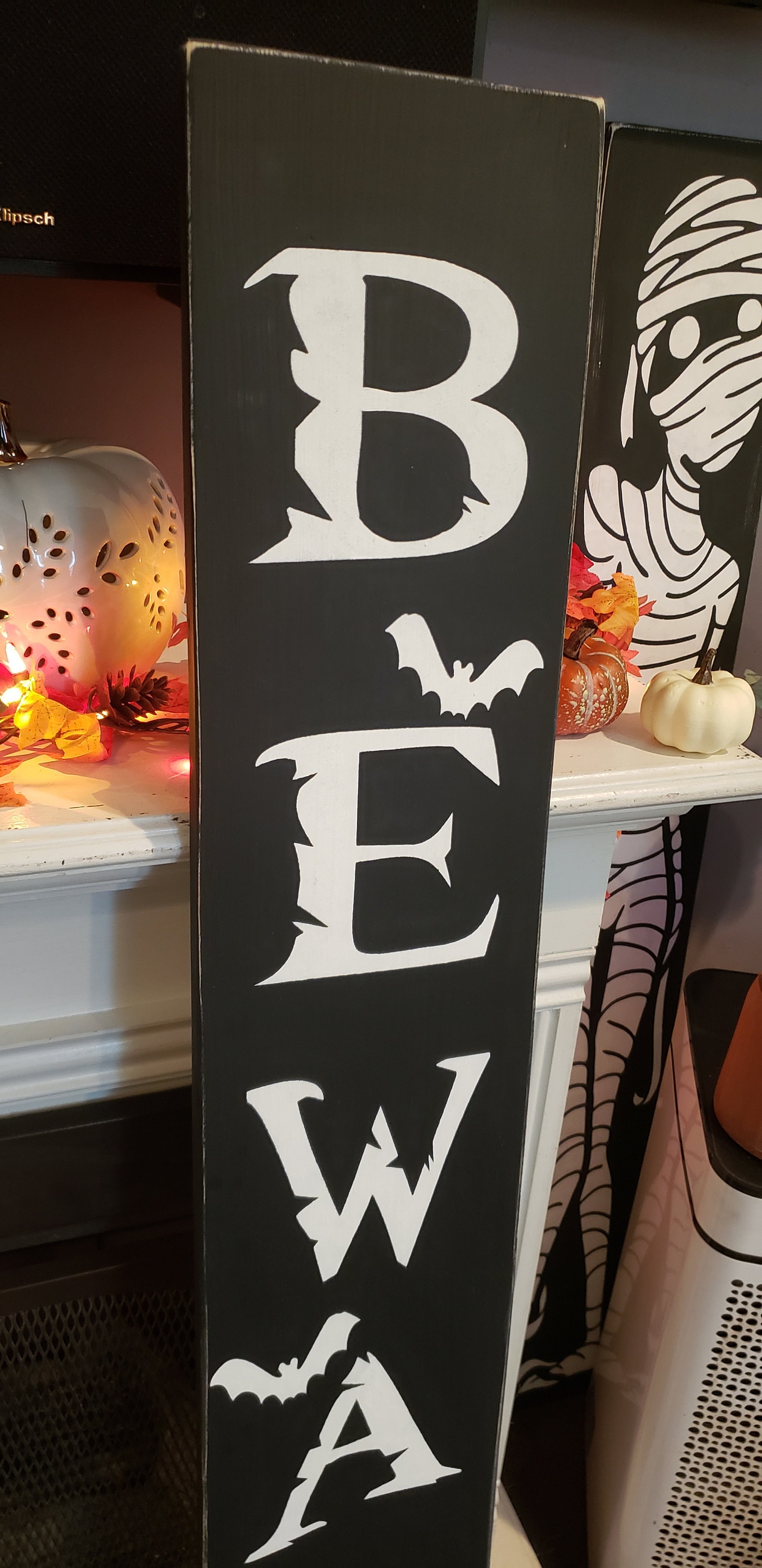 Beware Sign Halloween Sign Distressed Wood Rustic Fall Entryway Porch ...