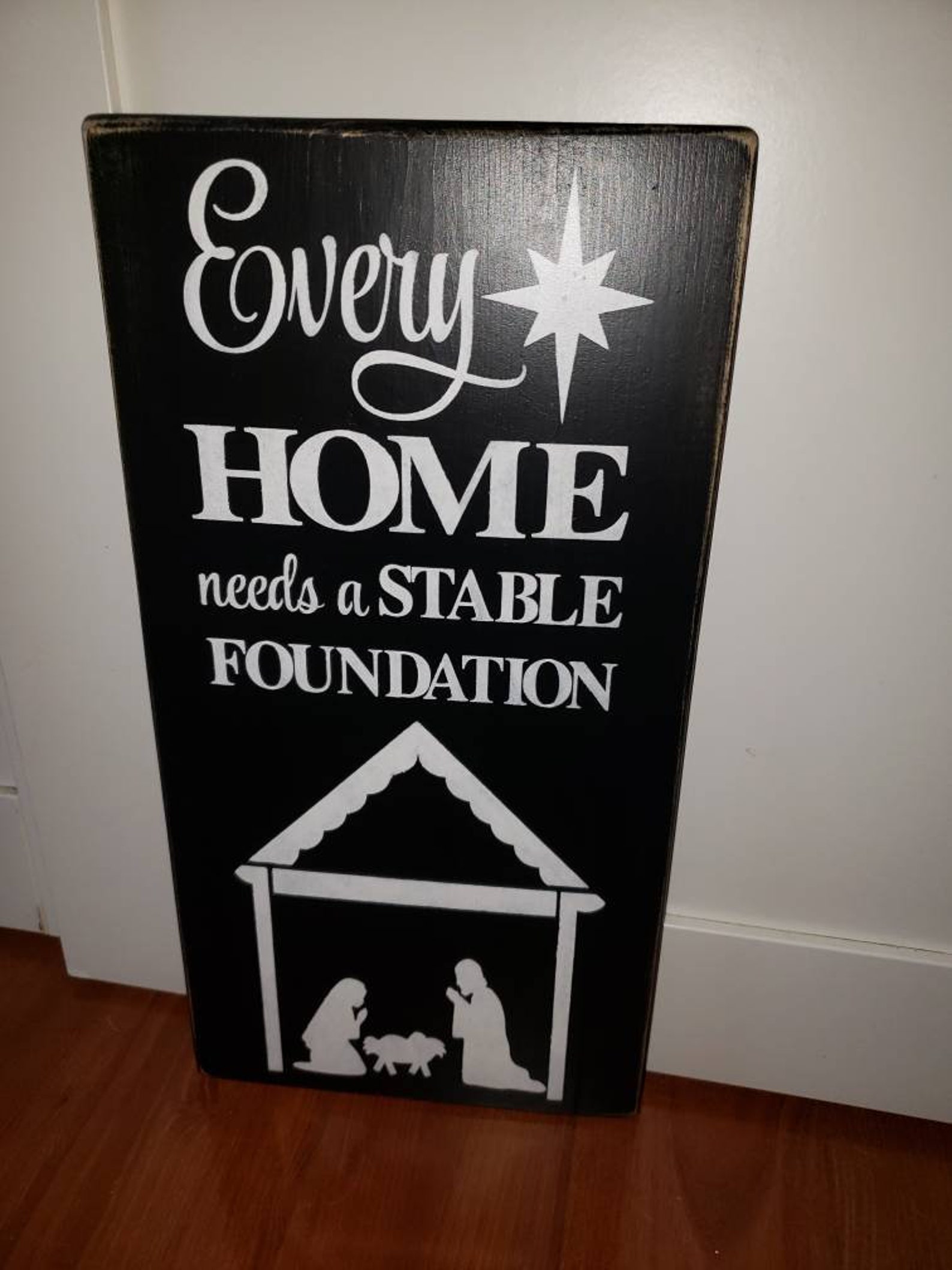 Every Home Needs a Stable Foundation Nativity Sign Distressed Wood Wall ...