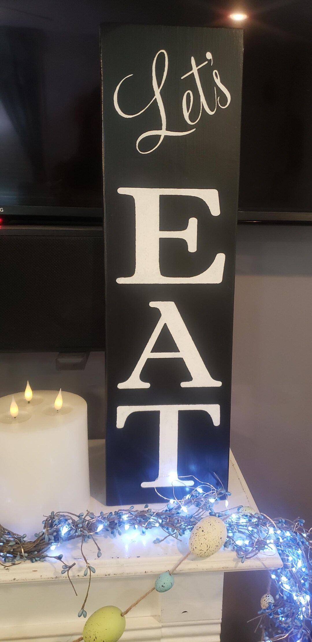 Let's EAT Wood Sign Kitchen Sign Rustic Primitive Farmhouse Decor Fixer ...