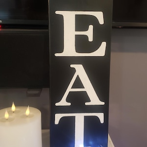 Let&#39;s EAT Wood Sign Kitchen Sign Rustic Primitive Farmhouse Decor Fixer Upper Sign Large Vertical Wall Hanging Housewarming Gift Distressed