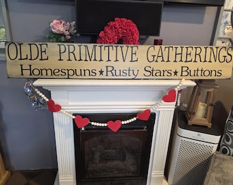 Znak „Stare, prymitywne spotkania” Homespuns Rusty Stars, zawieszka ścienna, prymitywny wystrój wiejskiego domu, wystrój kuchni, znak rodzinny