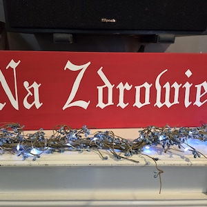 Letrero de Na Zdrowie: Saludos a tu salud, letrero horizontal para colgar en la pared, decoración de cocina, bar, casa de campo moderna, boda