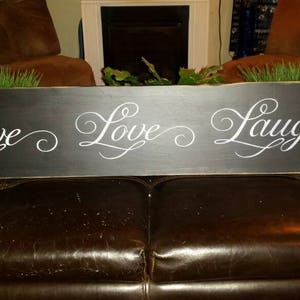 Live Love Laugh Distressed Wood Sign Large Porch Sign Wall Hanging Rustic Primitive Fixer Upper Farmhouse Decor  Wedding Housewarming Gift