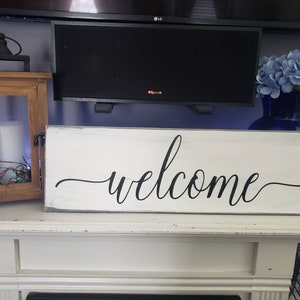 Welcome Sign Wood Wall Hanging Entryway Sign Porch Decor Front Porch Sign Housewarming Gift Home Sign Front Door Sign Hello Modern Farmhouse