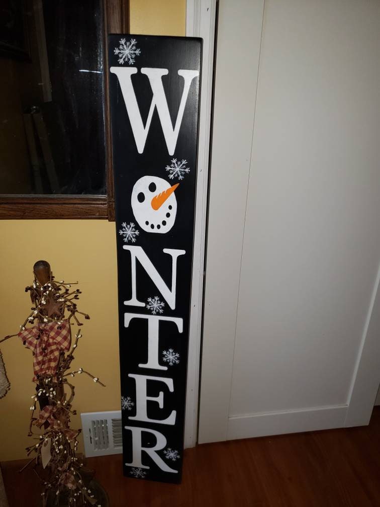 Winter Box Signs Winter Porch Sign Distressed Snowflake Sign Reversible Entryway Wood ...