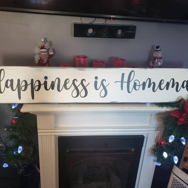 Happiness is Homemade Schild 8 x 48 Distressed Rustic Wood Extra Large Wandbehang Modern Farmhouse Decor Gather Kitchen Decor Familienschild