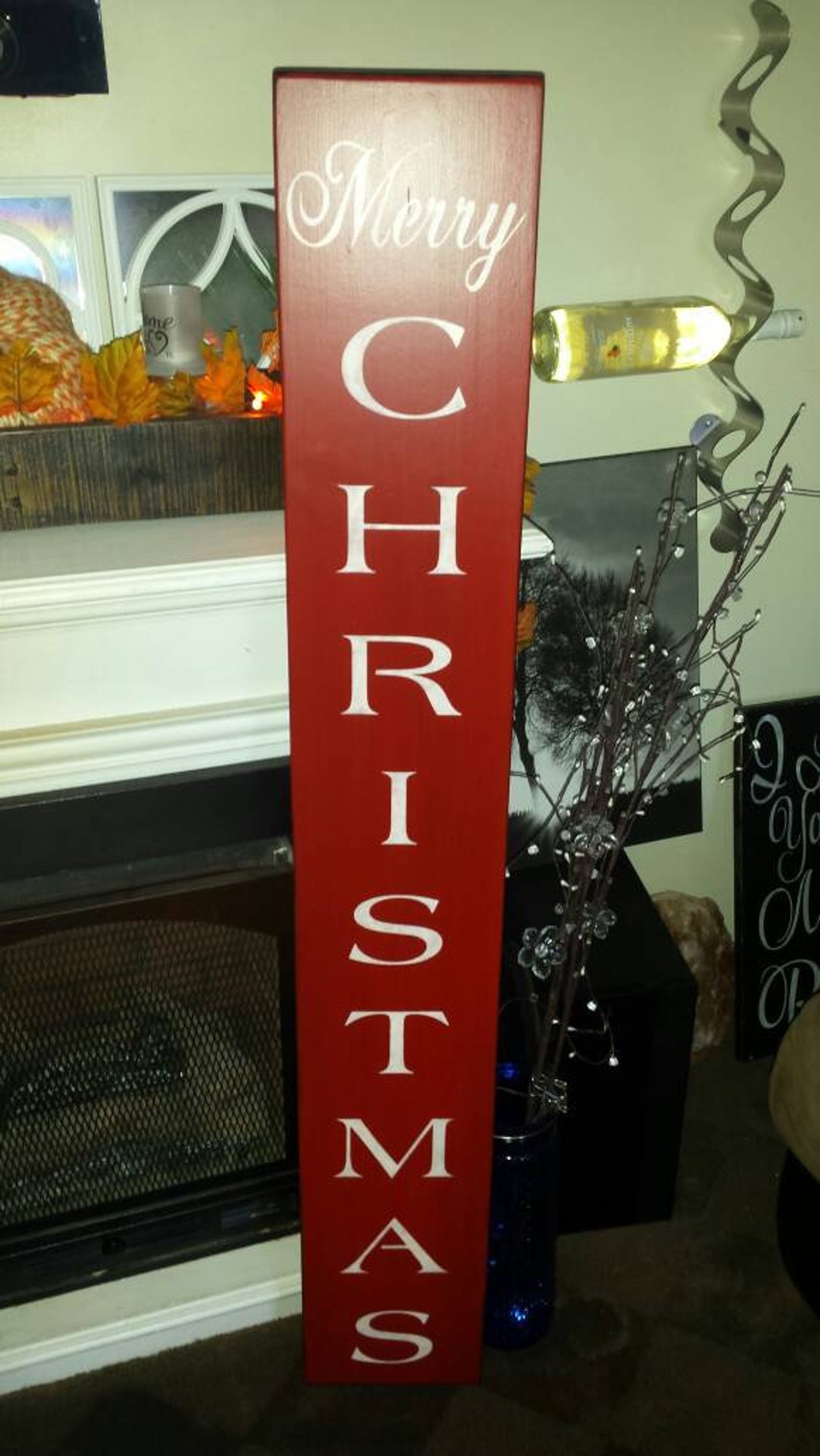 Merry Christmas Wood Porch Sign Rustic Reversible Entryway Sign
