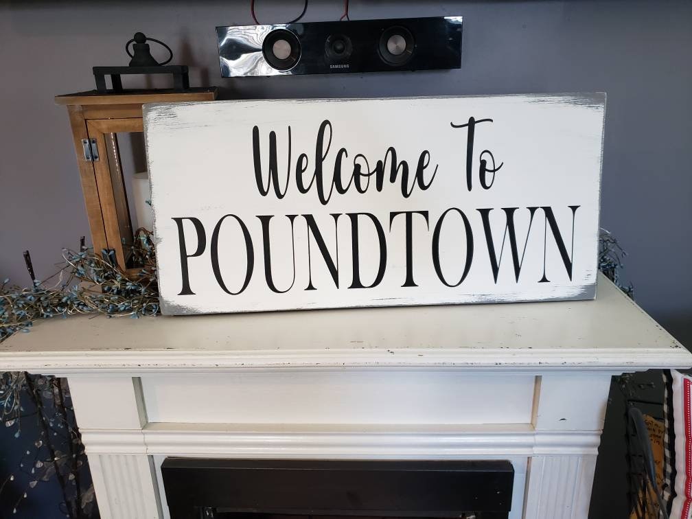 to Poundtown Sign Bedroom Decor Wood Wall Hanging Etsy