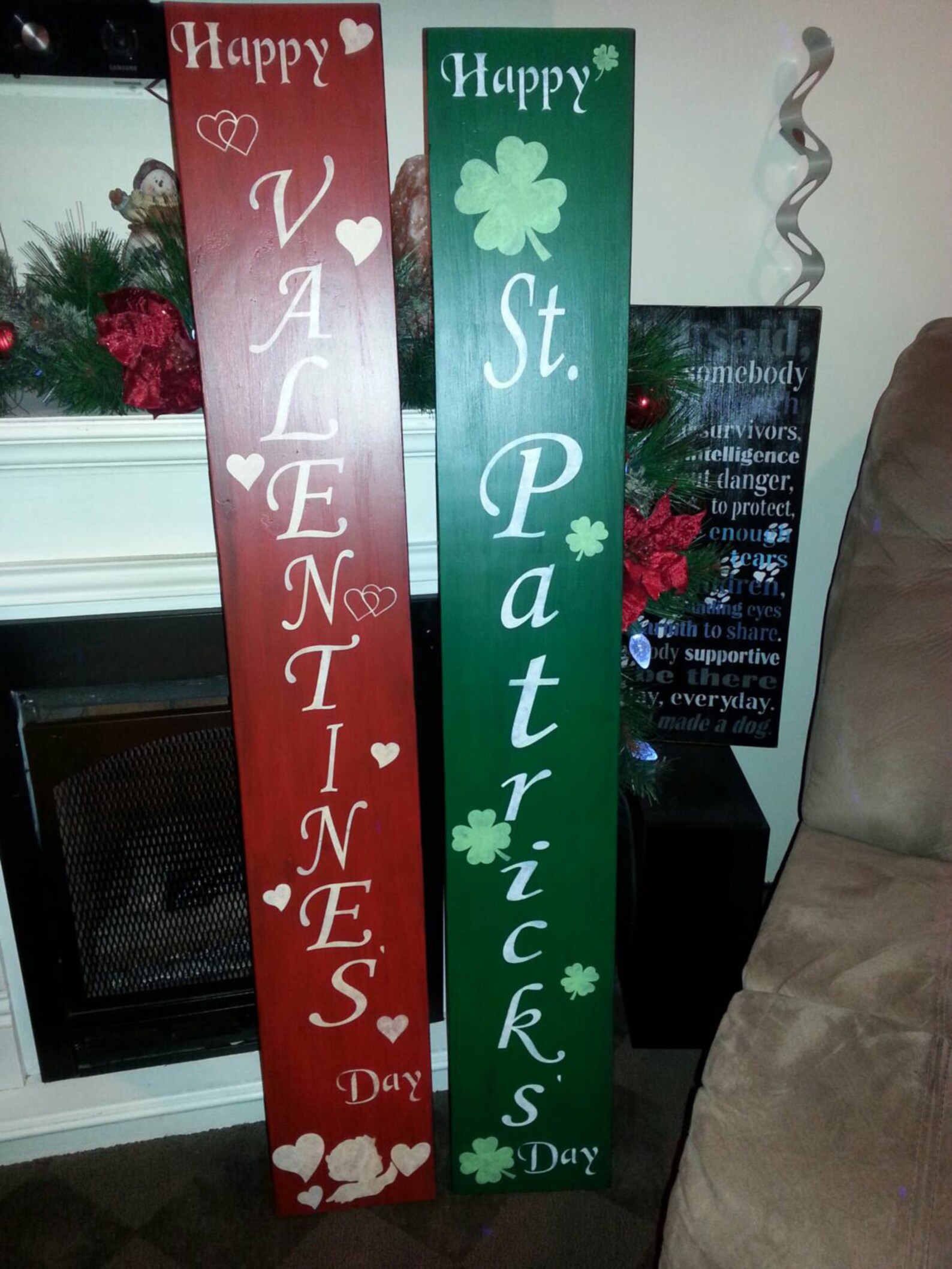 Hoppy Easter Porch Sign Reversible Vertical Wood Sign Rustic Extra ...