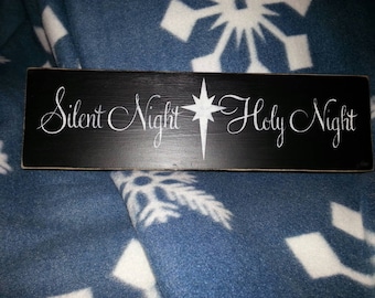 Silent Night Holy Night Wood Sign Distressed Wood Wall Hanging Reclaimed Pallet Wood Rustic Decor Repurposed Decor Religious Holiday Sign