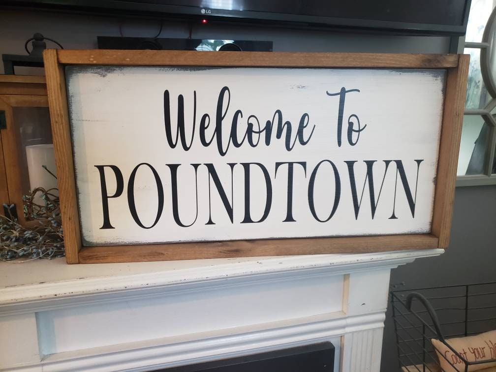 to Poundtown Sign Bedroom Decor Wood Wall Hanging Etsy
