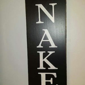 Get Naked Distressed Wood Sign Large Vertical Sign Bathroom Humor Rustic Primitive Farmhouse Decor Bathroom Shower Quote Housewarming Gift image 1