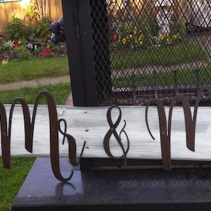 Mr. & Mrs. Sign Distressed Wood and Rusted Metal Wall Hanging Rustic Word Decor Modern Farmhouse Decoration Unique Wedding Gift Minimalist