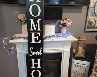 Home Sweet Home Extra Large Porch Sign Vertical Wood Sign Entryway Sign Distressed Wood Rustic Primitive Decor Front Door Housewarming Gift