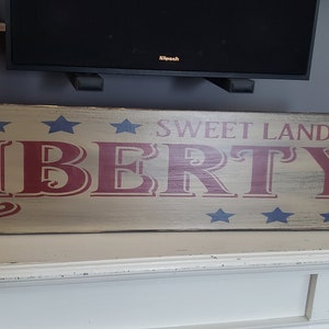 Liberty Sign Primitive America Sign 4th of July Pariotic Decor USA Flag Primitive Americana Decor Farmhouse Sweet Land of Liberty Porch Sign