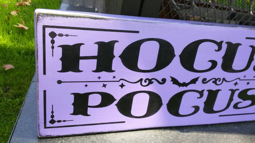 Halloween Distressed Wood Sign Hocus Pocus Rustic Primitive Sign Witch ...