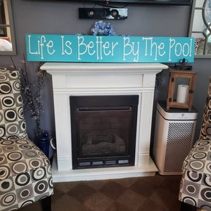 Pool Sign Life Is Better By The Pool Sign Extra Large Poolside Sign Horizontal Wood Sign Pool Decor Pool Wall Hanging Summer Sign