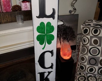 Lucky St. Patrick's Day Porch Sign Reversible Sign Rustic Distressed Wood Extra Large Sign Primitive Farmhouse Decor Irish Decoration Clover