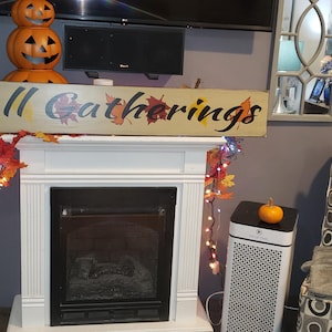 Fall Gatherings Sign Autumn Leaves Gathering Place Distressed Wood Wall Hanging Primitive Farmhouse Decor Gather Kitchen Decor Family Sign