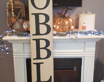Gobble Porch Sign 5 Ft Reversible Vertical Sign Rustic Distressed Wood Extra Large Sign Primitive Thanksgiving Decoration Traditional Turkey