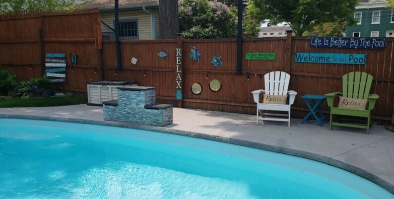 Pool Sign Pool Directional Porch Sign Cedar Wood Fun Pool Destination ...