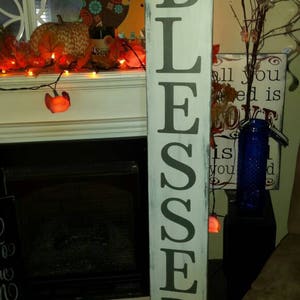 Blessed Porch Sign Reversible Entryway Sign Rustic Distressed Large Wood Sign Primitive Christmas Decoration Thanksgiving Decor Housewarming