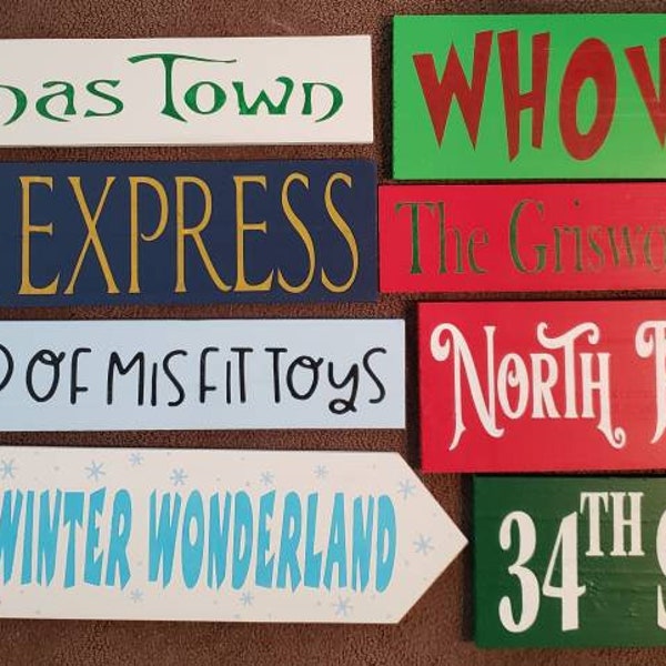 Christmas Directional Sign Individual Signs NO POST Lawn Ornament Holiday Destination Christmas Movie Decor North Pole Its a Wonderful Life