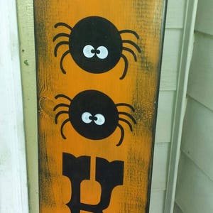 Spooky Halloween Sign Porch Sign Distressed Wood Rustic Extra Large Oversized Reversible Entryway Sign Spider Web Halloween Decor Fall Sign image 6