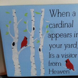When a Cardinal Appears in Your Yard Distressed Wood Sign It&#39;s a Visitor From Heaven Condolence Gift Memorial Shelf Art Sign Sympathy Gift
