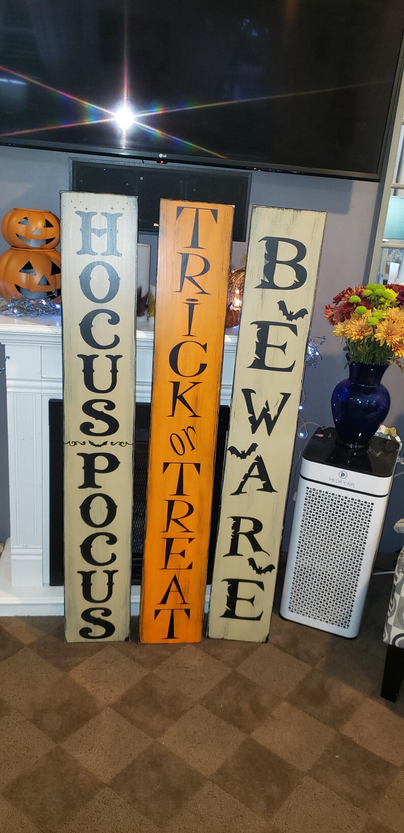 Hocus Pocus Porch Sign Reversible Vertical Distressed Wood Sign Extra ...