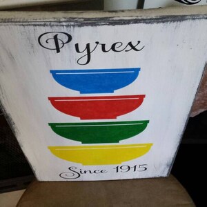 Pyrex Wood Sign Rustic Distressed Wood Large Wall Hanging Primitive ...