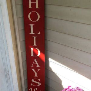 Happy Holidays Y&#39;all Wood Porch Sign Rustic Reversible Sign Distressed Wood Extra Large Sign Front Door Oversized Primitive Christmas Sign