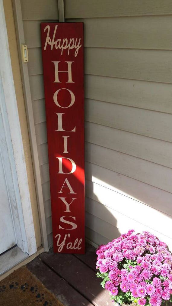 Happy Holidays Y'all Wood Porch Sign Rustic Reversible Etsy