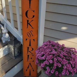Trick or Treat Sign Halloween Porch Sign Reversible Entryway Sign Distressed Wood Rustic Decor Extra Large Oversized Primitive Decor Fall
