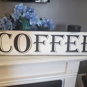 Coffee Sign Coffee Bar Sign Distressed Wall Art Wall Hanging Primitive Farmhouse Decor Kitchen Sign Coffee Bar Decor Modern Farmhouse Decor