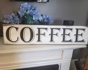 Kaffeskylt Kaffebarskylt Sliten väggkonst Väggbonad Primitiv lantlig inredning Köksskylt Kaffebarinredning Modern lantlig inredning