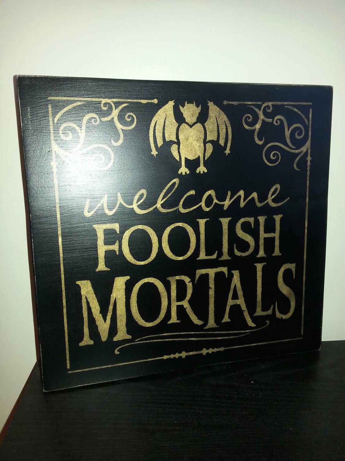 Welcome Foolish Mortals Distressed Wood Halloween Sign Rustic | Etsy