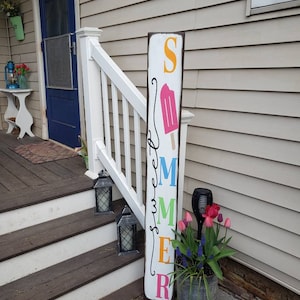 Summer Sign Sweet Summer Porch Sign Reversible Distressed Wood Sign Bright Patio Decor Summertime Sign Modern Farmhouse Colorful Popsicle