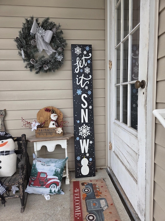 Let It Snow Sign Snowman Porch Sign 10 X 60 Extra Large Reversible