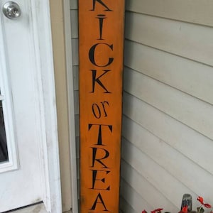 Trick or Treat Sign Halloween Porch Sign Reversible Entryway Sign Distressed Wood Rustic Decor Extra Large Oversized Primitive Decor Fall