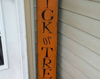 Trick or Treat Sign Halloween Porch Sign Reversible Entryway Sign Distressed Wood Rustic Decor Extra Large Oversized Primitive Decor Fall