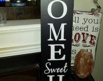 Home Sweet Home Extra Large Porch Sign Vertical Wood Sign Entryway Sign Distressed Wood Rustic Primitive Decor Front Door Housewarming Gift