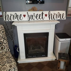 Home Sweet Home Schild Holzschild Wandbehang Beunruhigtes Holz Rustikal Primitive Dekor Fixer Obere Horizontale Bauernhausdekor Herzschild Familie