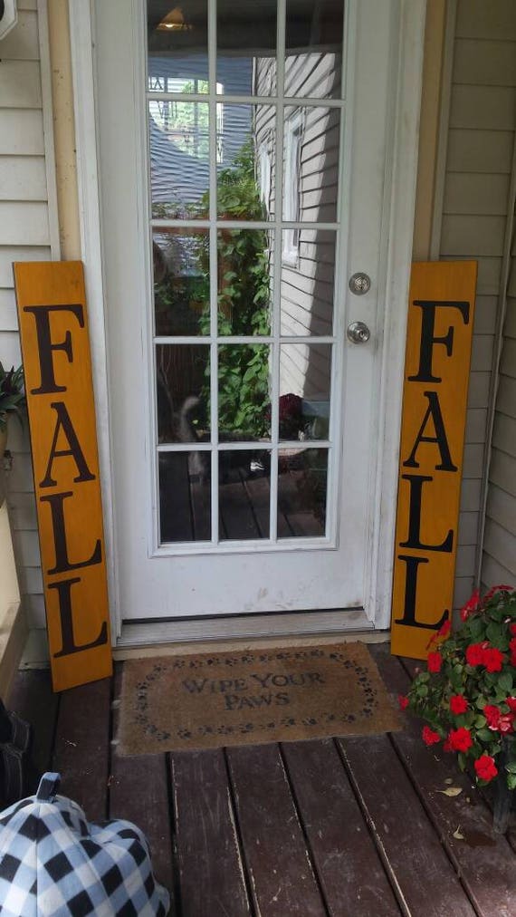 Fall Wood Sign Porch Entryway Distressed Rustic Primitive Decor Extra Large Oversized Front Door Gift
